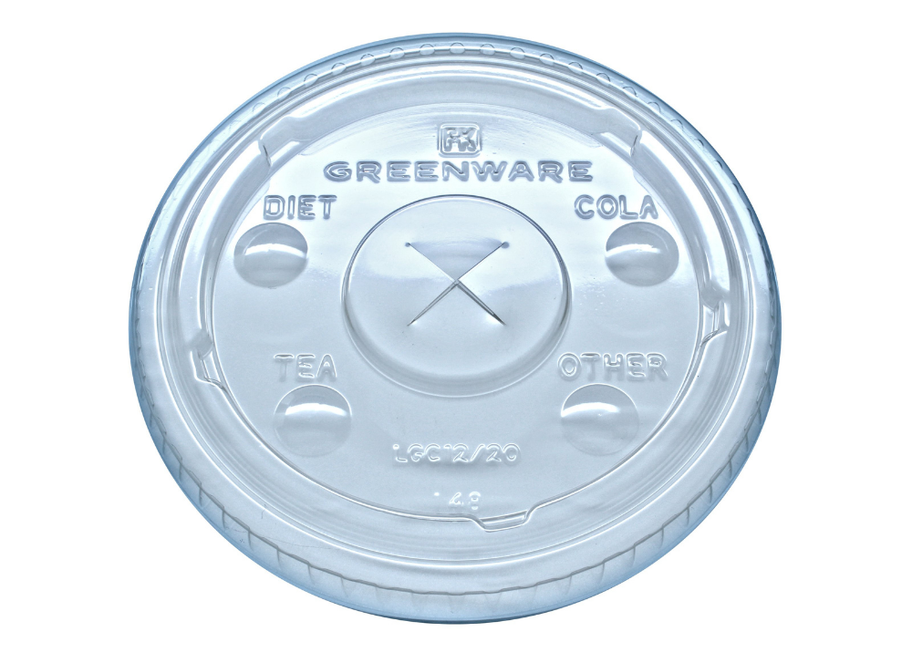 Tapa compostable plana con orificio Linea B FABRIKAL