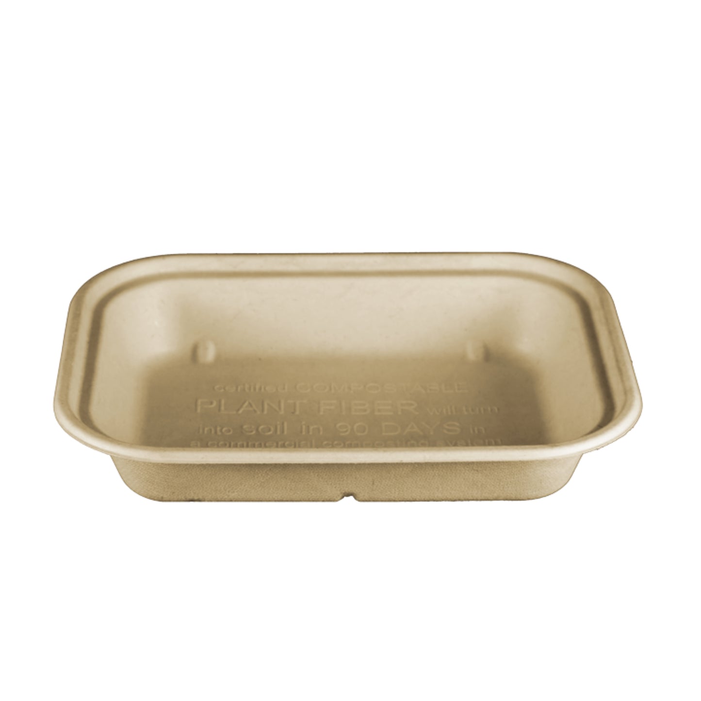 Contenedor compostable rectangular, color cafe natural, de 10 x 8 cm