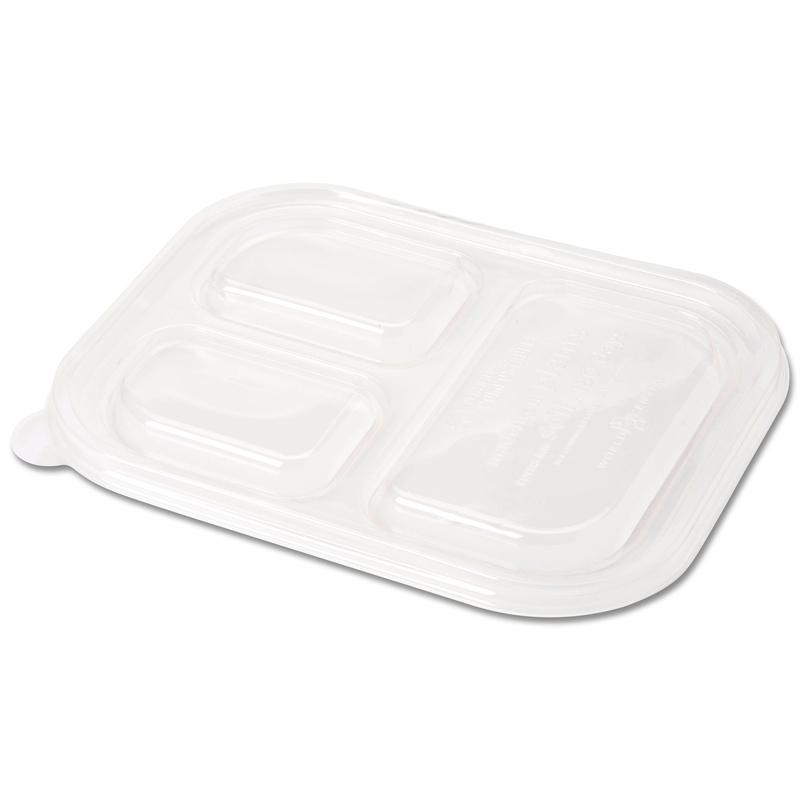 Tapa compostable transparente con divison para contenedor de 10 x 8 cm