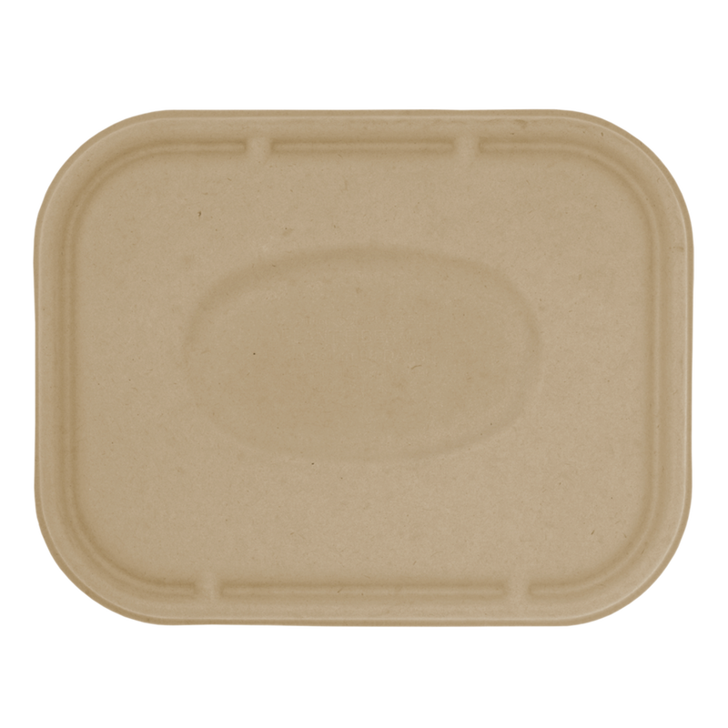 Tapa compostable rectangular para contenedor, color cafe natural, 10 x 8 cm