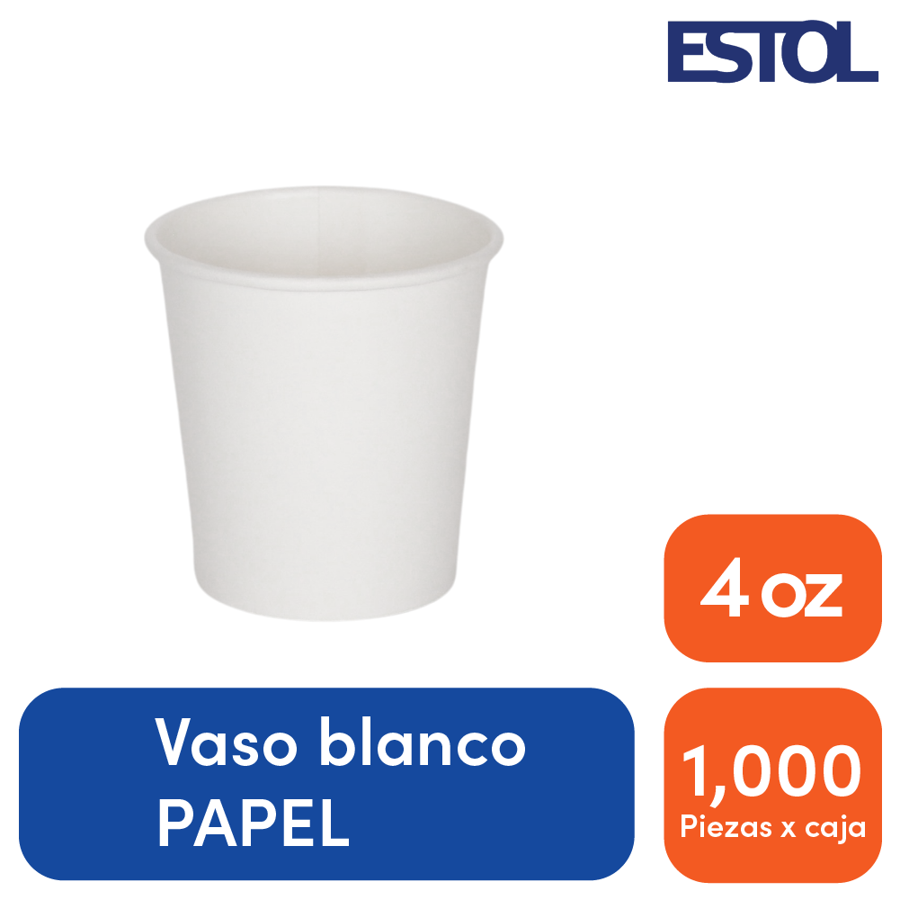Vaso bebida caliente papel 04 oz blanco Linea F ESTOL