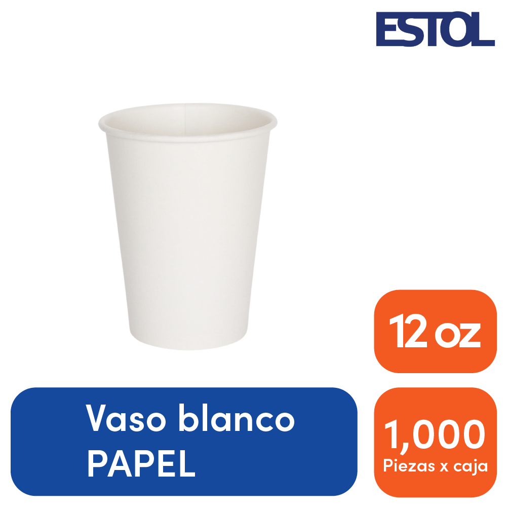 Vaso bebida caliente papel 12 oz blanco Linea D ESTOL