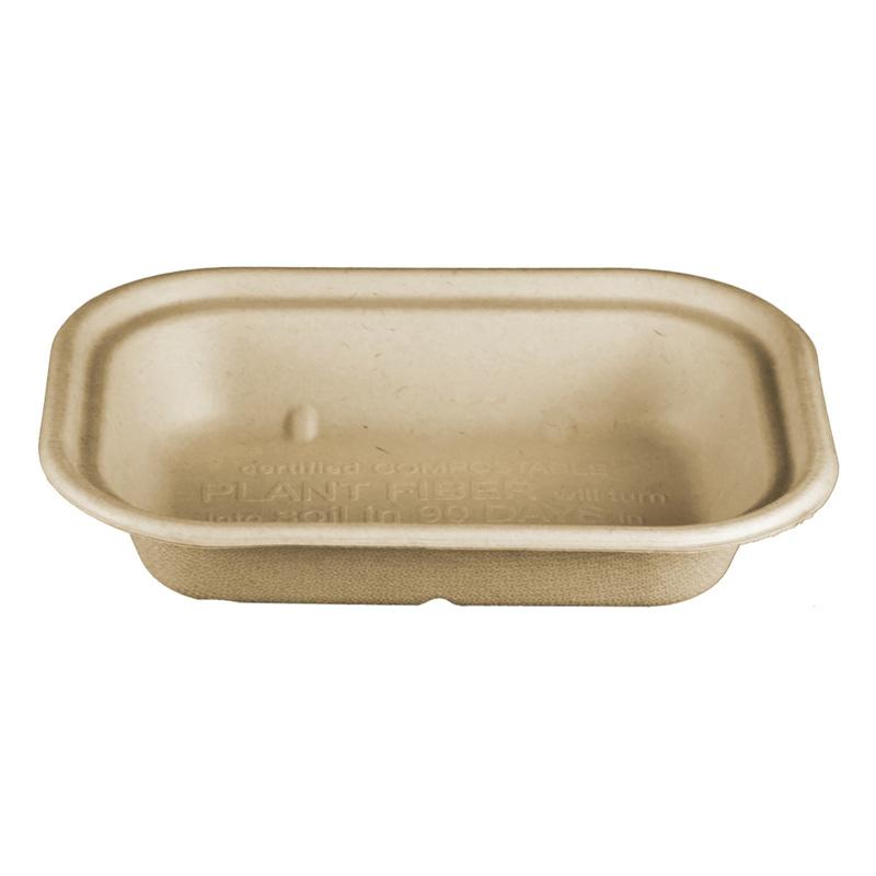 Contenedor compostable rectangular, color cafe natural, de 17 oz