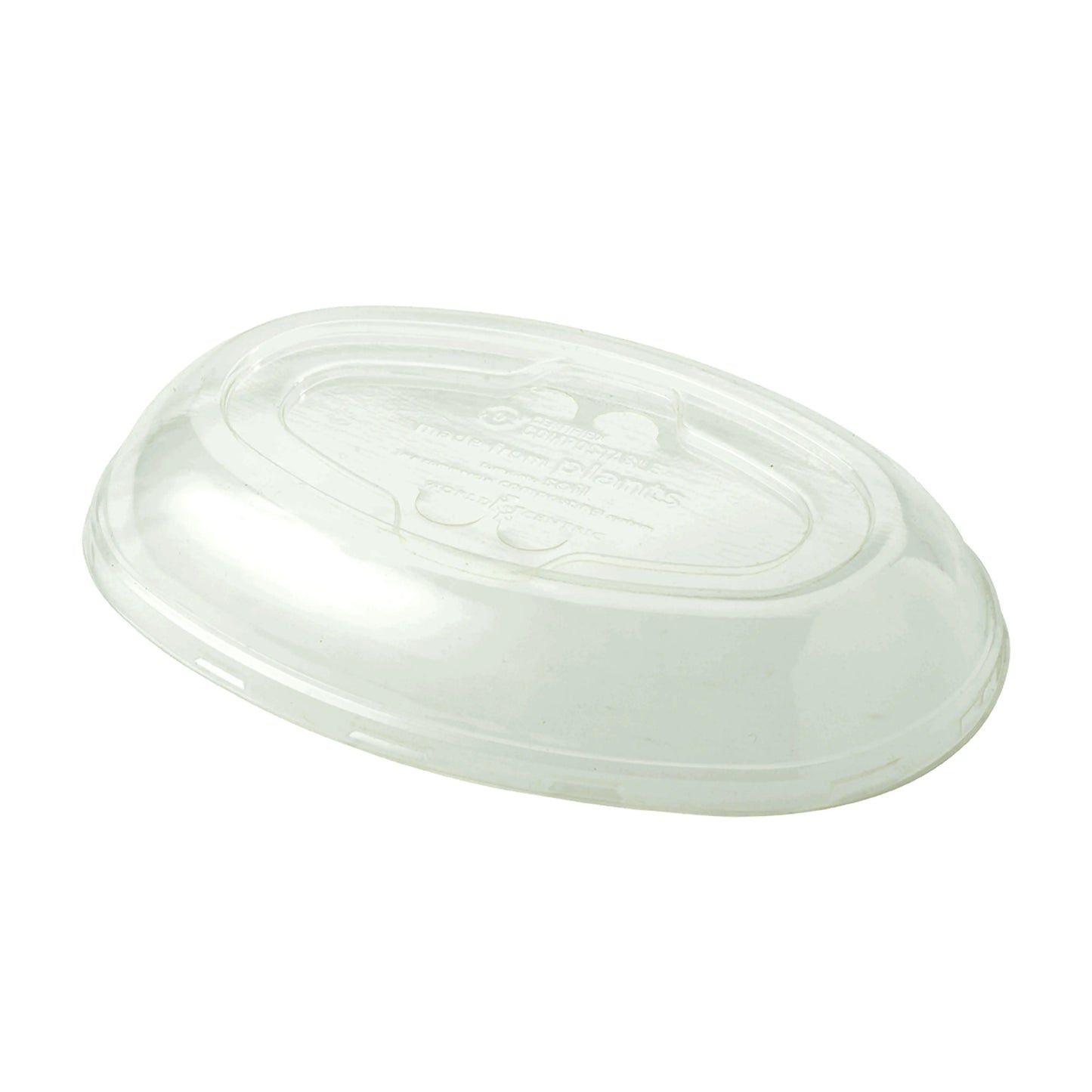 Tapa compostable PLA cont ovalado 32 onzas