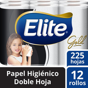 Papel Higiénico Elite Gold 225 Hojas Dobles 12 Rollos