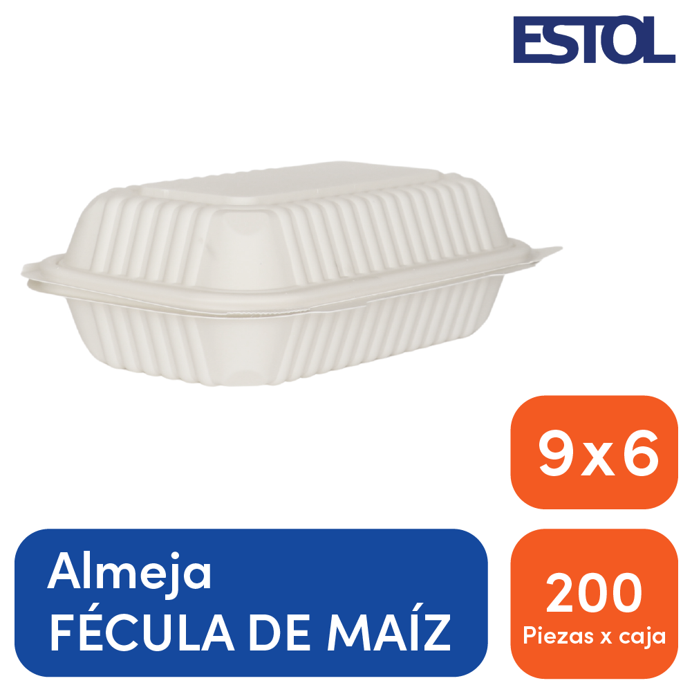 Almeja fecula de maiz 9 x 6 compostable