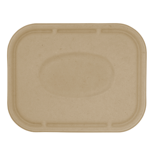 Tapa compostable rectangular para contenedor, color cafe natural, 10 x 8 cm
