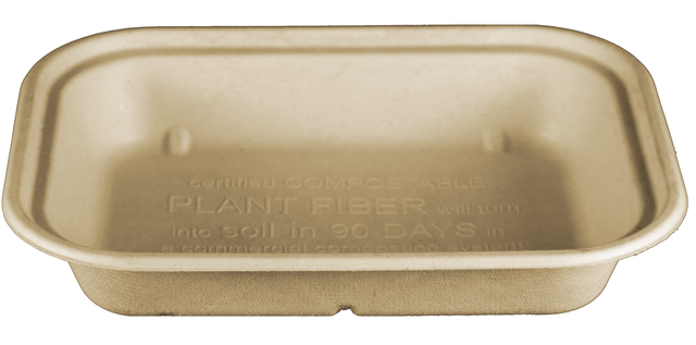 Contenedor compostable rectangular, color cafe natural, de 10 x 8 cm