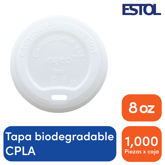 Tapa de CPLA biodegradable de 8 oz.
