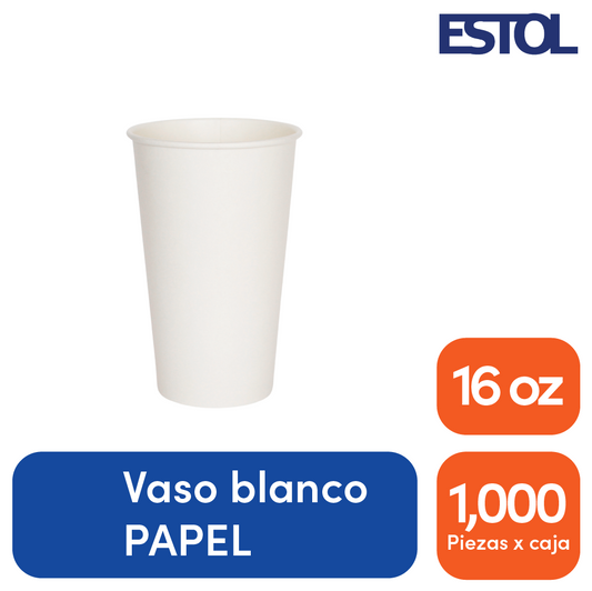 Vaso bebida caliente papel 16 oz blanco  Linea D ESTOL
