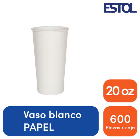 Vaso bebida caliente papel 20 oz blanco  Linea D ESTOL