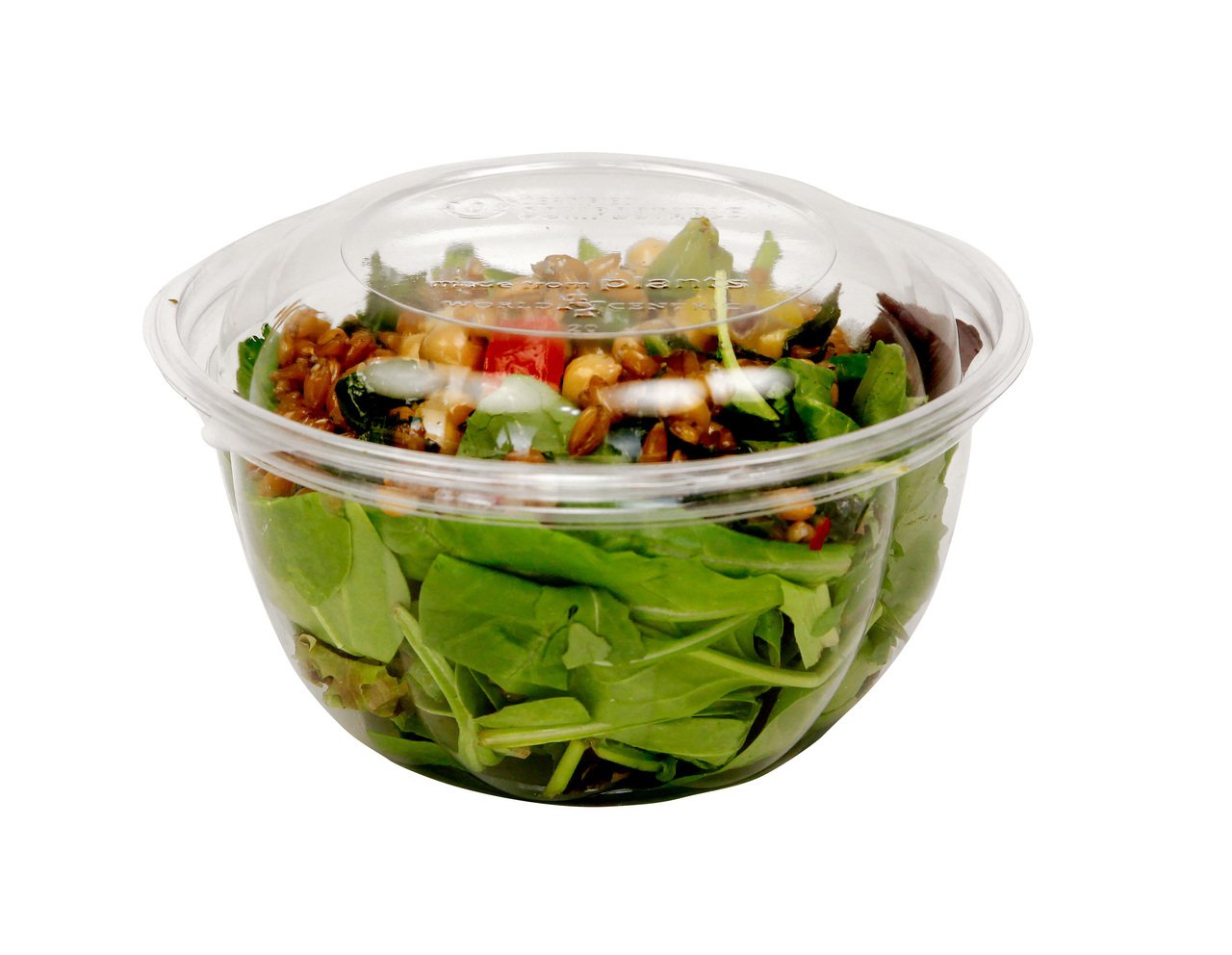 Tapa ensaladera transparente compostable 16 oz