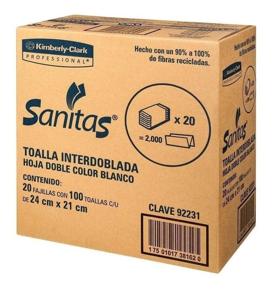 TOALLA INTERDOBLADA SANITAS 20 PQ 100 HJS